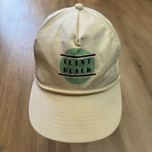 90's Clint Black One Size Snapback Baseball Cap White Rope Trim Country Music - Picture 1 of 7